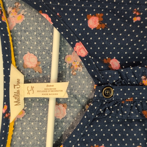 Matilda Jane Floral Dot Dream a Little Dream Button-Front Blouse Top - Picture 5 of 6